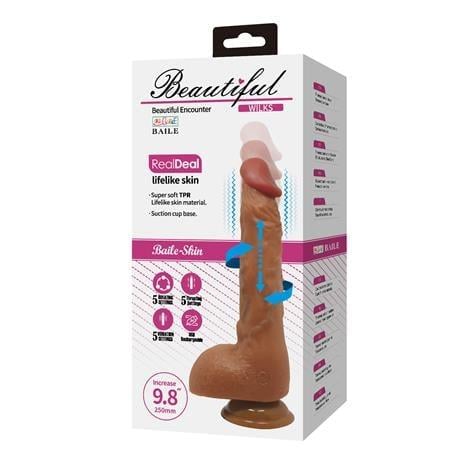 USB Şarjlı 25 cm Oynar Başlı İleri Geri Hareketli Titreşimli Dildo - Wilks