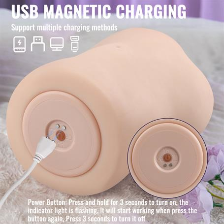 USB'den Manyetik Şarjlı Telefondan Kumandalı Emme ve Güçlü Titreşim Fonksiyonlu Realistik Masturbatör - Eliza