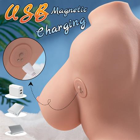 USB'den Manyetik Şarjlı Titreşim Fonksiyonlu Realistik Yarım Vücut - Dennehy