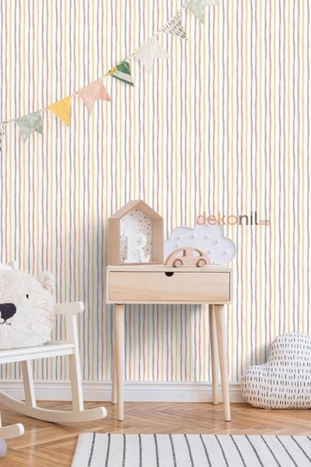 Adawall Ada Kids Çizgili Çocuk Odası Duvar Kağıdı 8906-1