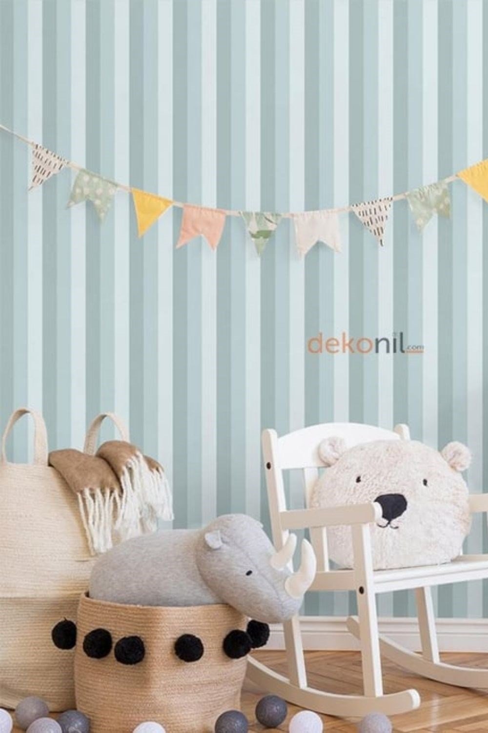 Adawall Ada Kids Çizgili Çocuk Odası Duvar Kağıdı 8908-2