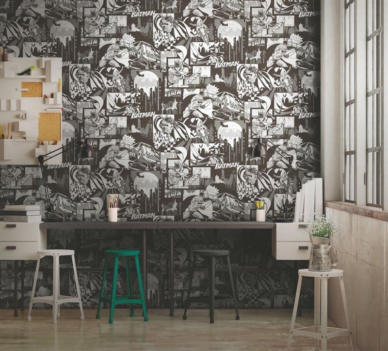 Adawall Ada Kids Gri Batman Desenli Çocuk Odası Duvar Kağıdı 8917-2