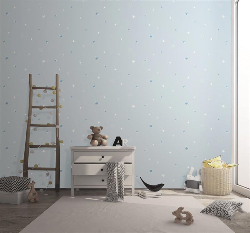 Adawall Ada Kids Mavi Yıldızlı Çocuk Odası Duvar Kağıdı 8913-1