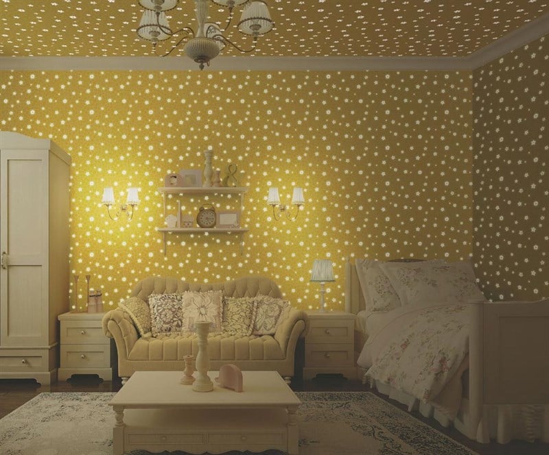Adawall Ada Kids Papatya Desenli Parıldayan Çocuk Odası Duvar Kağıdı 8930-1