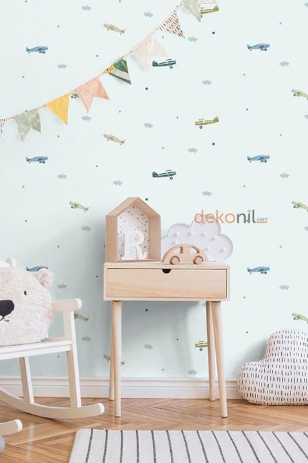 Adawall Ada Kids Uçaklı Çocuk Odası Duvar Kağıdı 8907-2