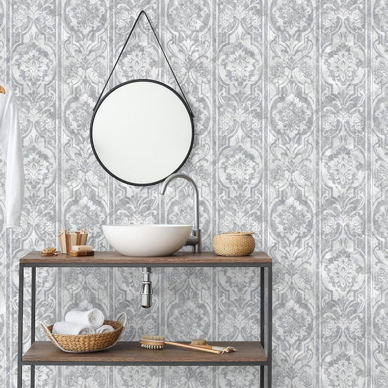 Adawall İndigo Damask Pattern Wallpaper 4713-1