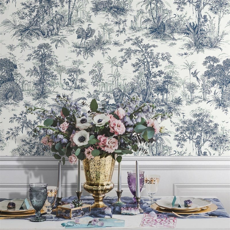 Adawall Tropicano 9909-2 Mavi Tropik Desenli Duvar Kağıdı