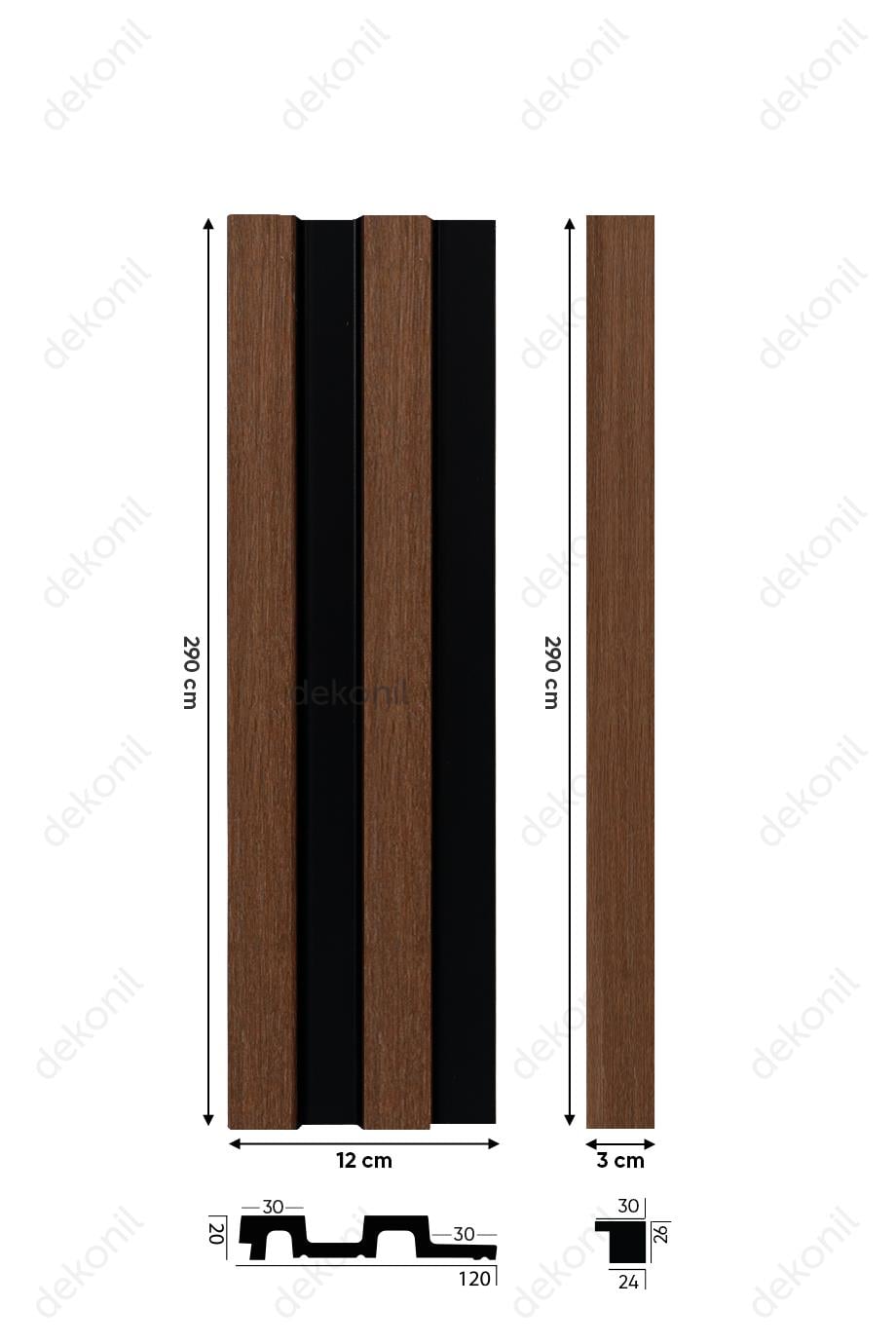Decorative Wooden Black Ceiling and Wall Paneling 12cm