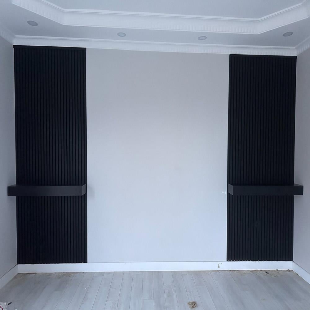 Akustik Lambri Duvar Paneli Siyah 100*275 cm