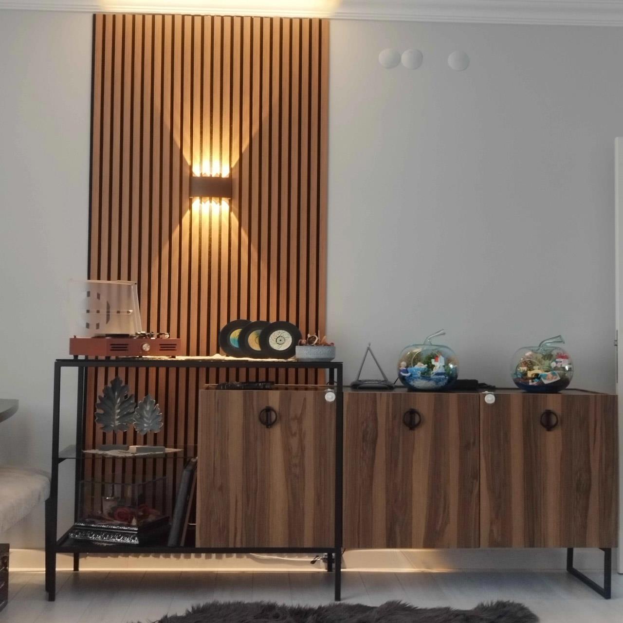 Akustik Lambri Duvar Paneli Teak 100*275 cm