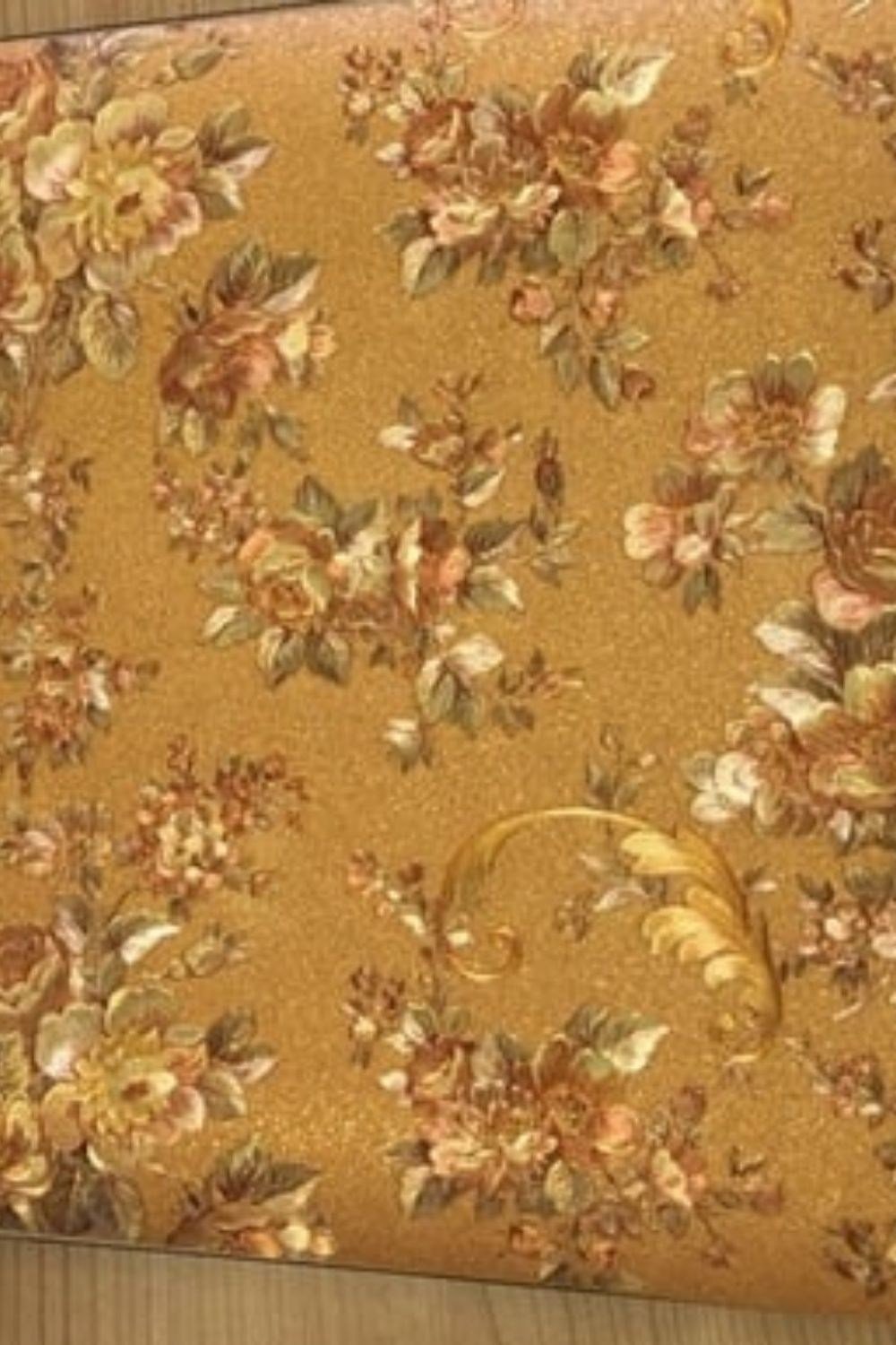 Gold Flower Patterned Wallpaper D-95121