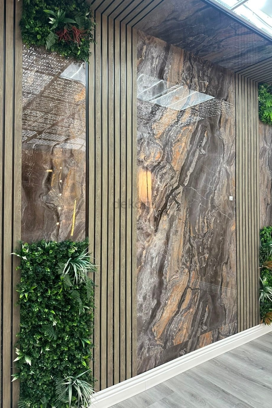Arabescato Brown Mermer Desenli Pvc Duvar Paneli 122*244cm