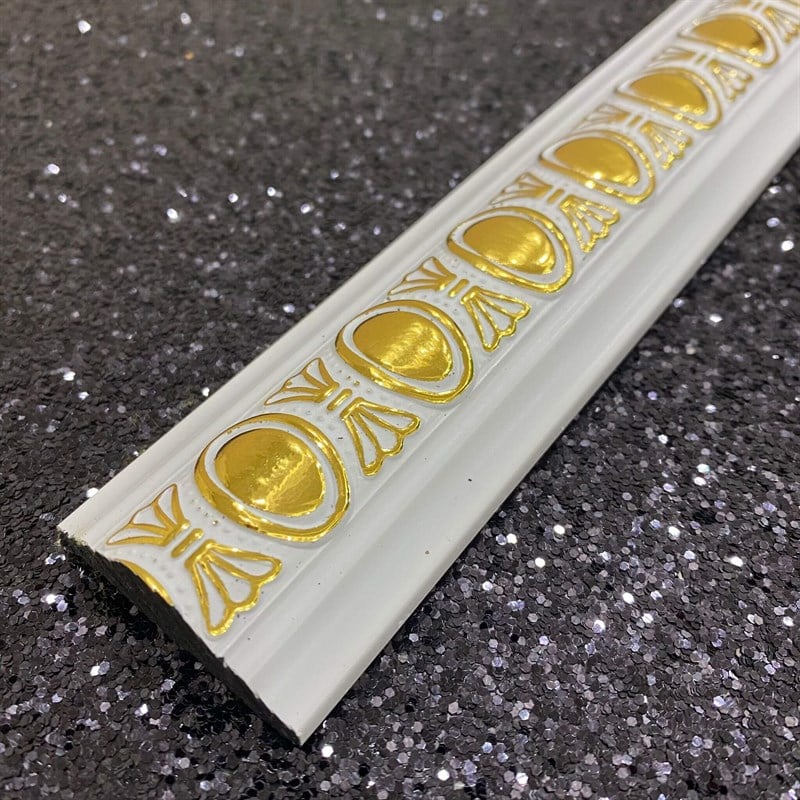 Audy Beyaz Altın Duvar ve Tavan Çıtası 4cm | Dekonil