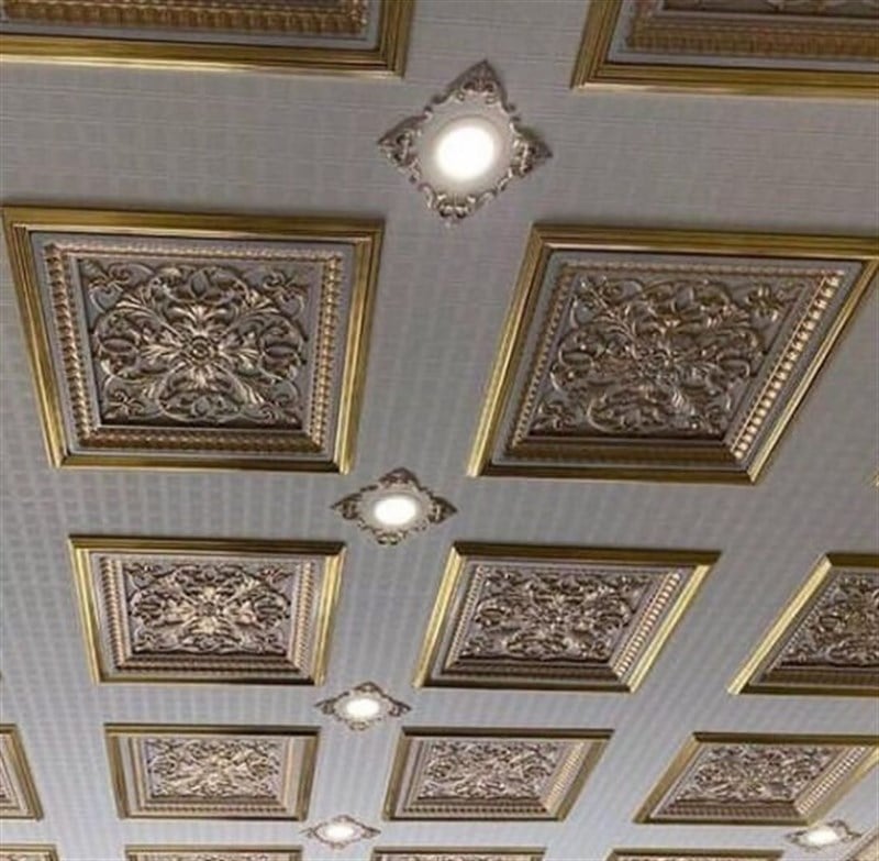 Avangarde Altın Pvc Tavan Paneli 60*60 cm | Dekonil
