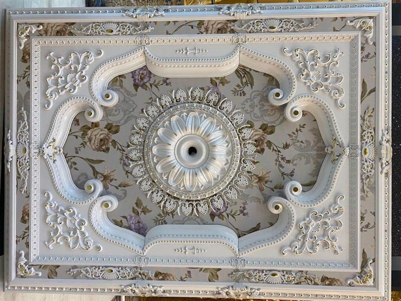 Beyaz Altın Dikdörtgen Saray Tavan 120*160 cm l Dekonil Saray Tavan