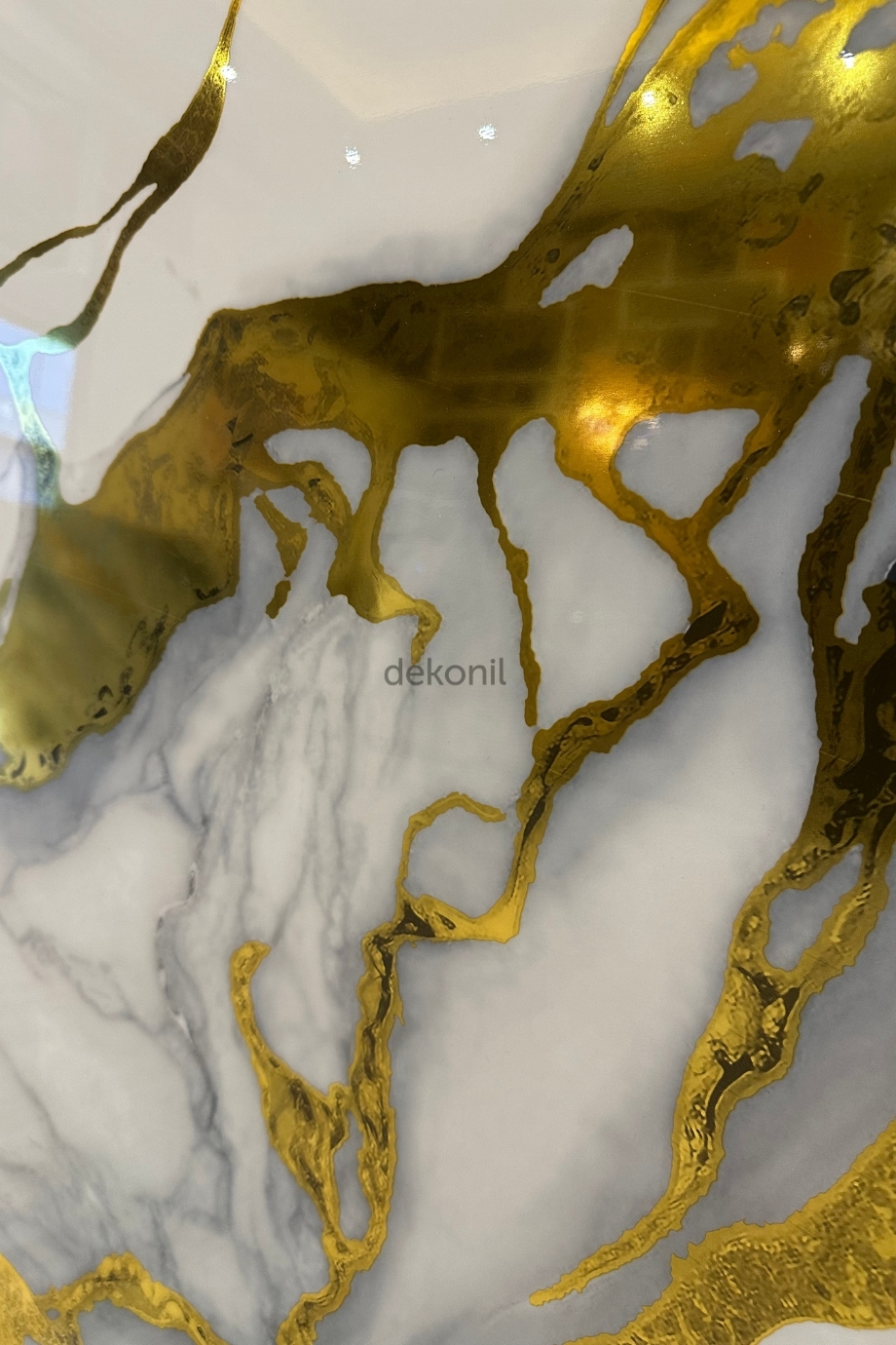 Beyaz Altın Mermer Desenli Pvc Duvar Paneli 122*244cm