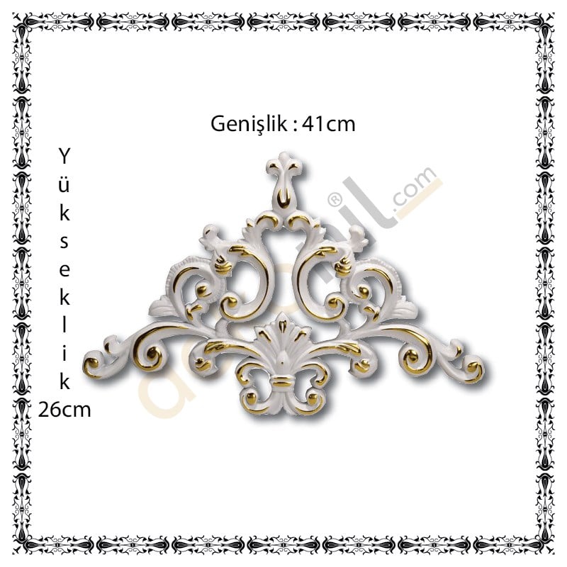 Beyaza Altın D19 Saray Tavan Köşe Motif 41*26 cm l Dekonil Dekoratif Tavan ve Duvar Motifleri