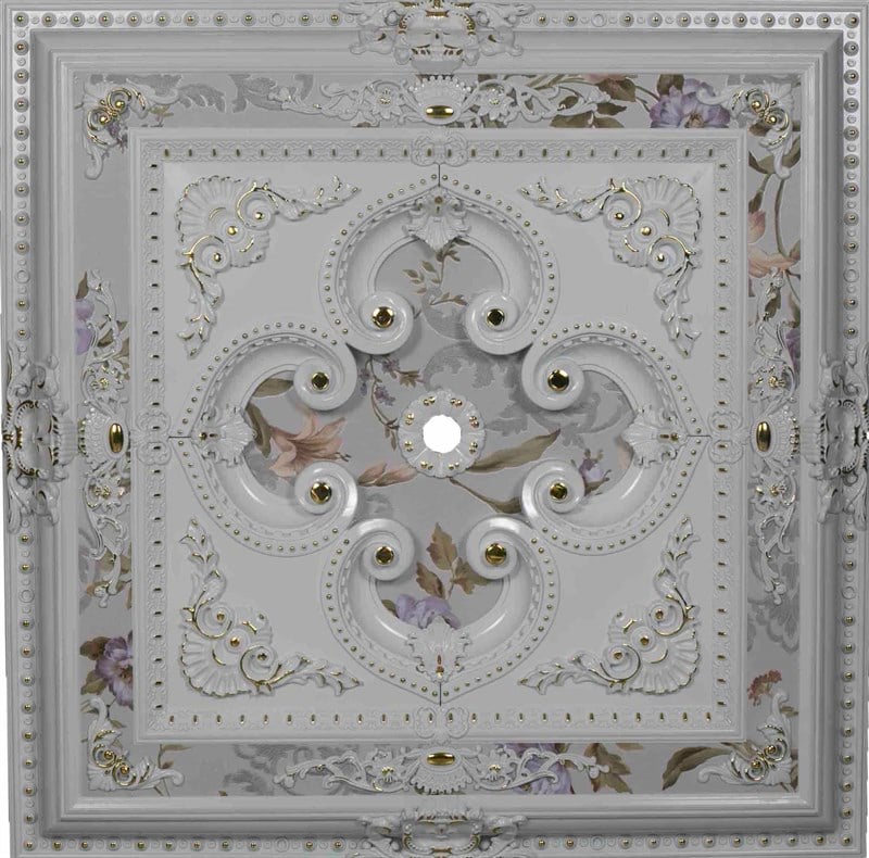 Beyaza Altın Kare Saray Tavan 120*120 cm l Dekonil Saray Tavan