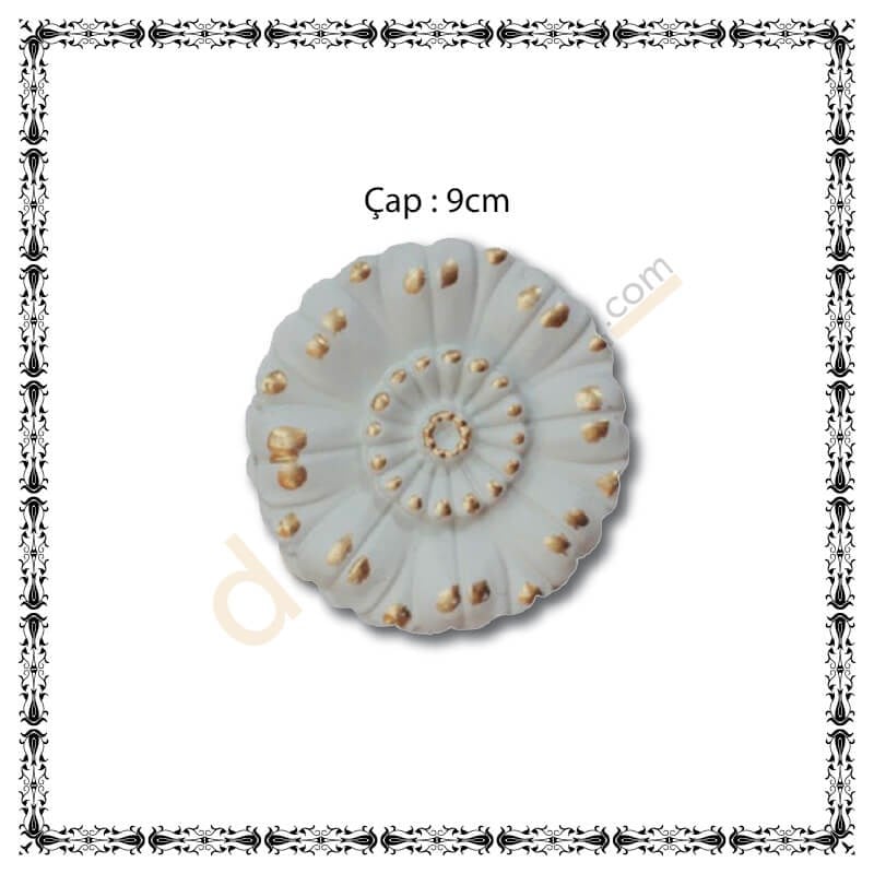 Beyaza Altın Küçük Papatya Motif 9 cm l Dekonil Dekoratif Tavan ve Duvar Motifleri