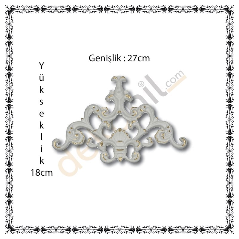 Beyaza Altın Saray Tavan Köşe Motif 27*18 cm l Dekonil Dekoratif Tavan ve Duvar Motifleri