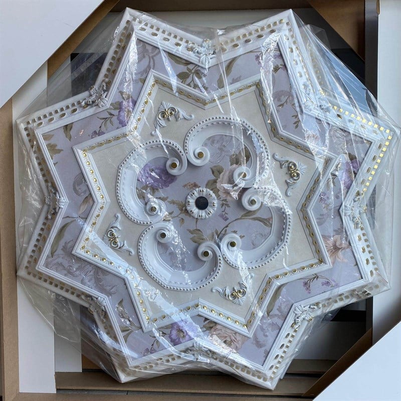 Beyaza Altın Yıldız Saray Tavan 120 cm l Dekonil Saray Tavan