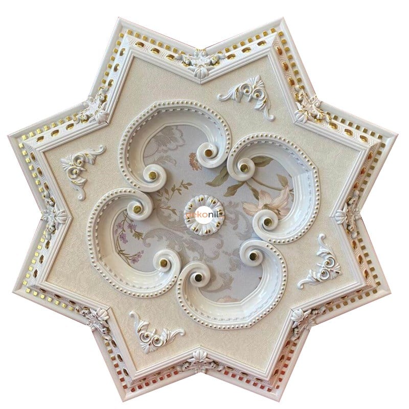 Palace Ceiling Star White to Gold 90cm