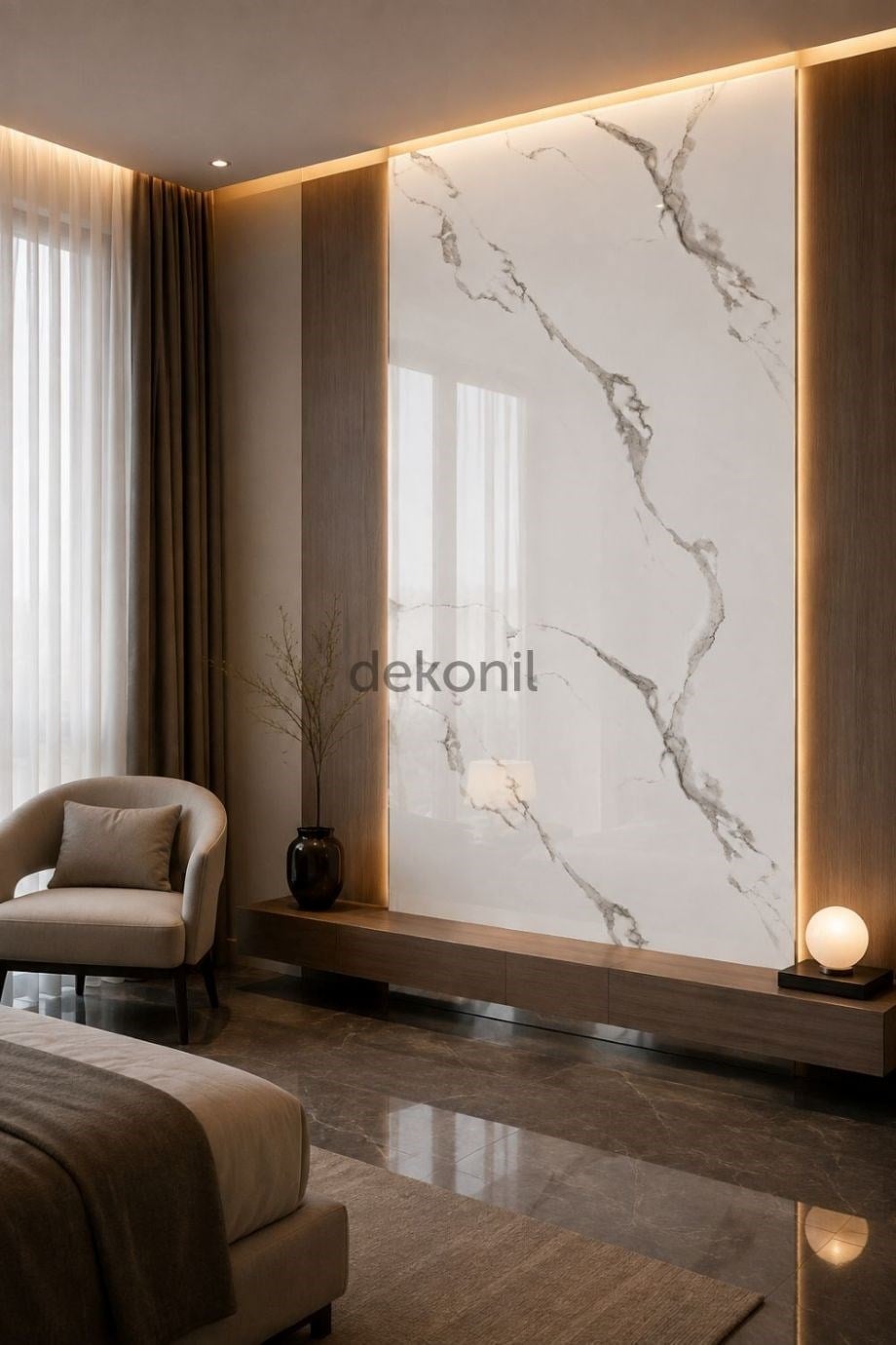 Bianco Beyaz Mermer Desenli PVC Duvar Paneli 122x244 cm