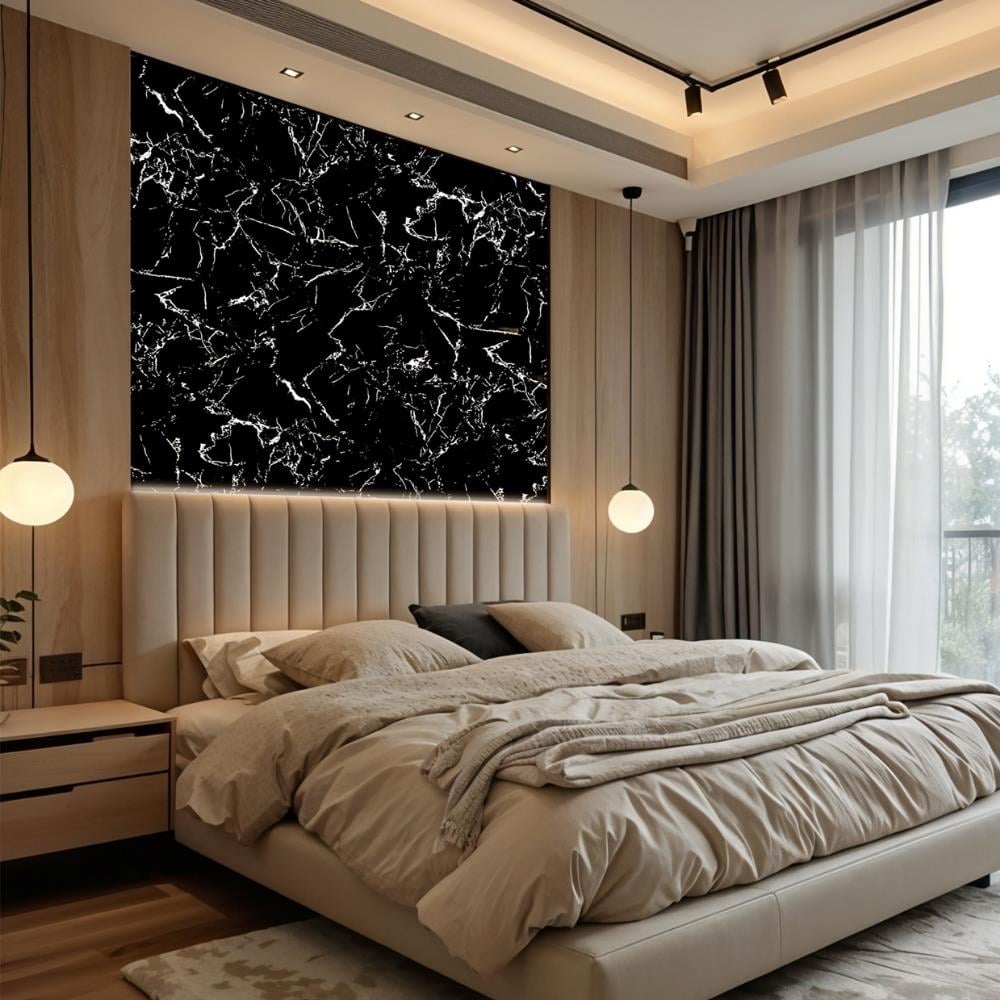 Black White Mermer Desenli Pvc Duvar Paneli 60*120cm