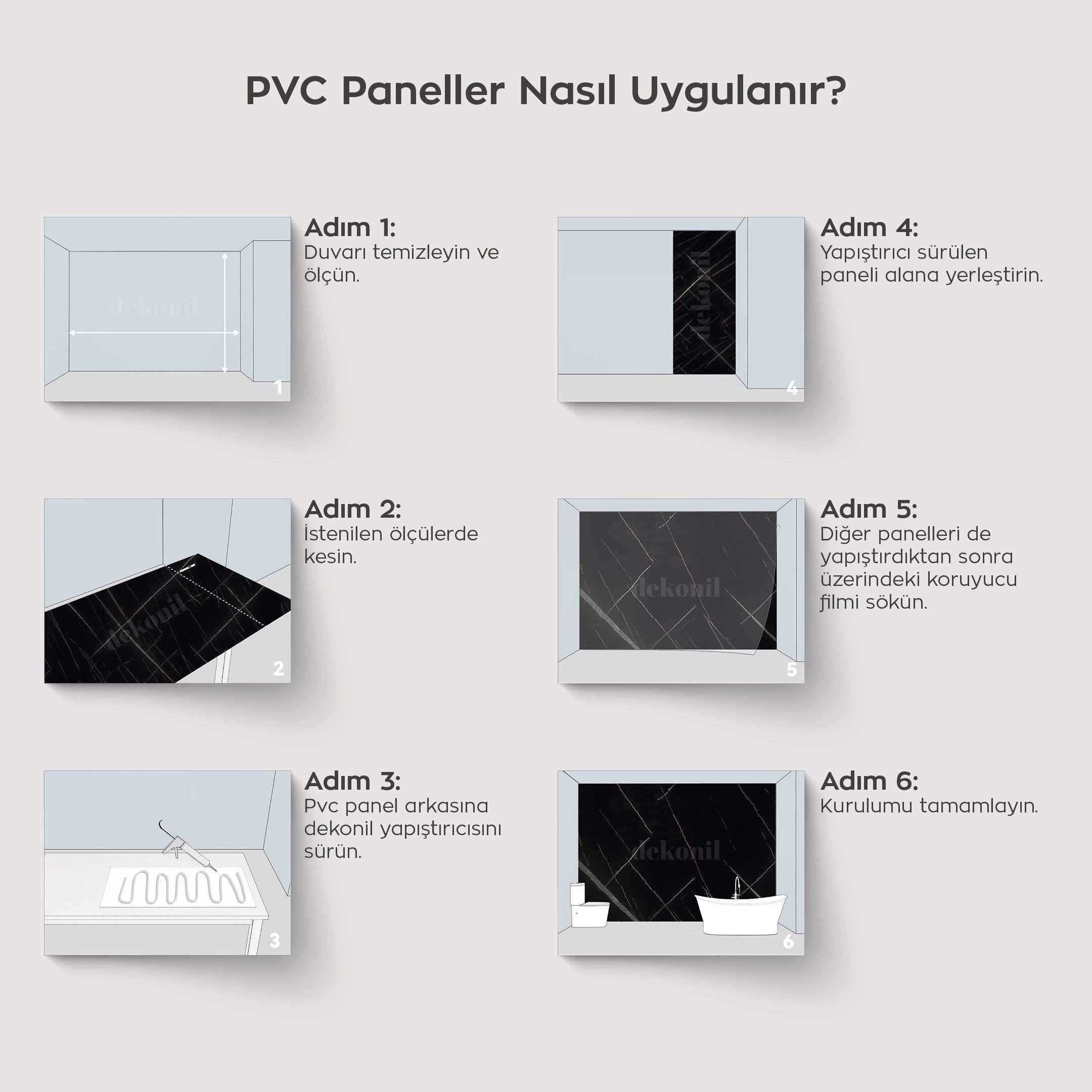 Black White Mermer Desenli Pvc Duvar Paneli 60*120cm