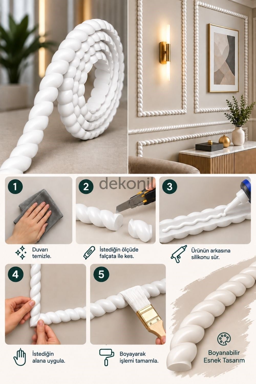 Burgu Boyanabilir Esnek Duvar Çıtası 1,3*100*0,6cm