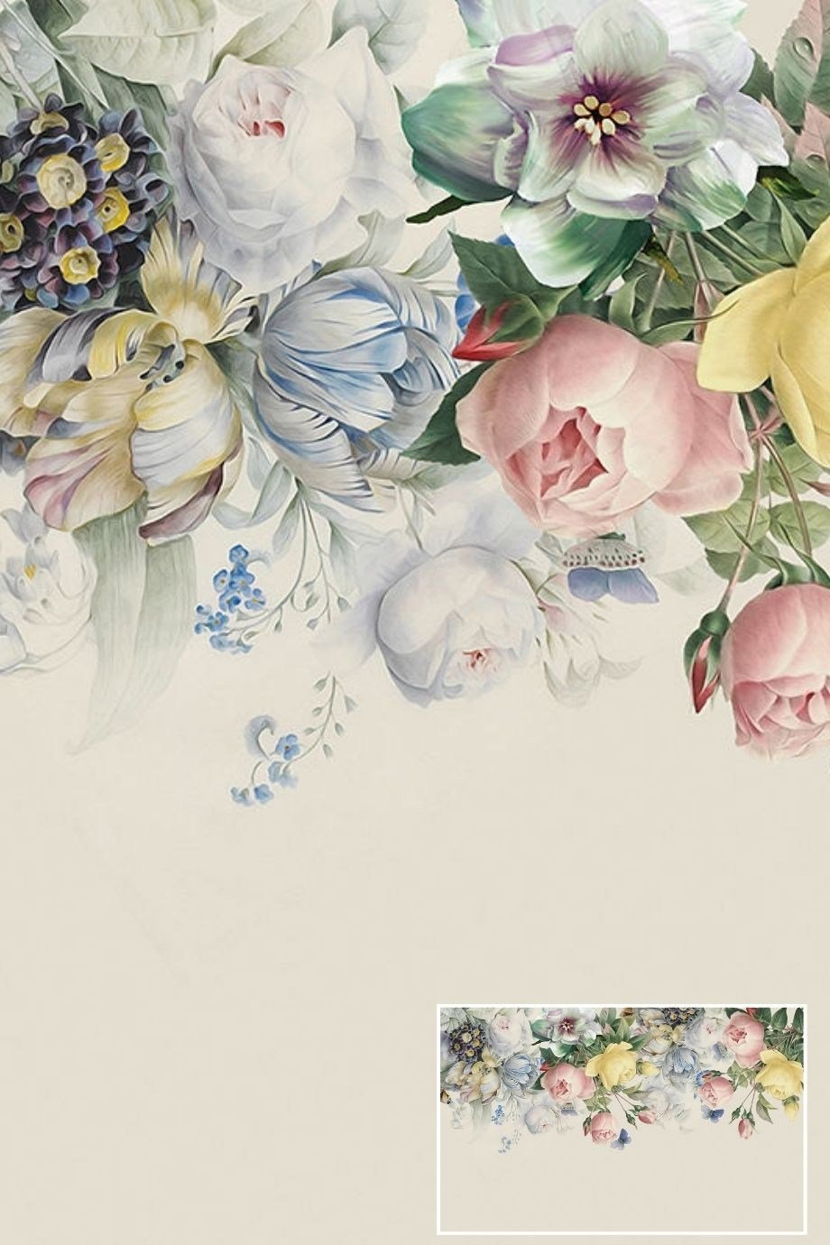 Floral Patterned Textile Based Personalized Print Wallpaper