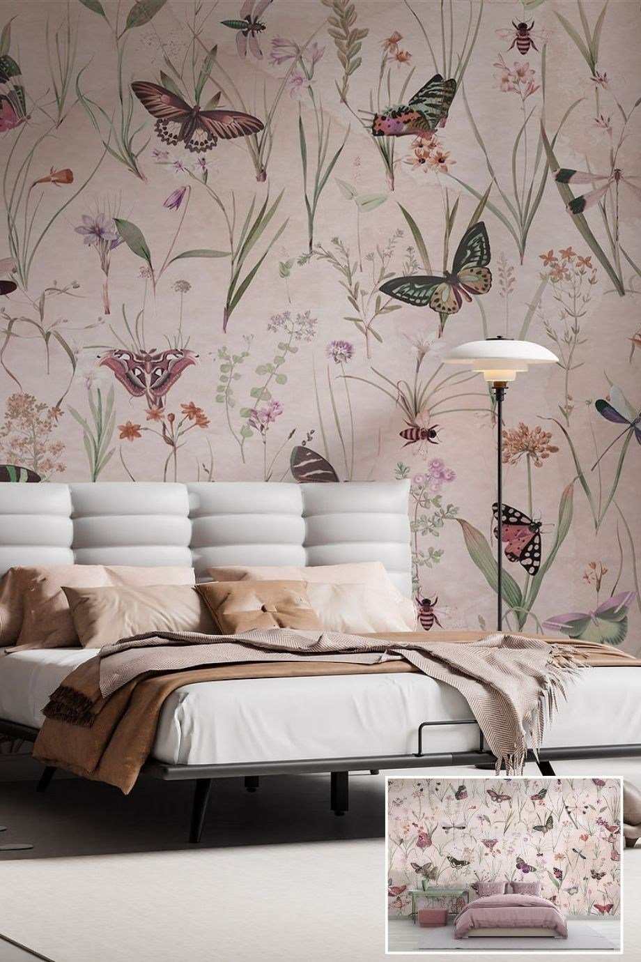 Floral Patterned Textile Based Personalized Print Wallpaper
