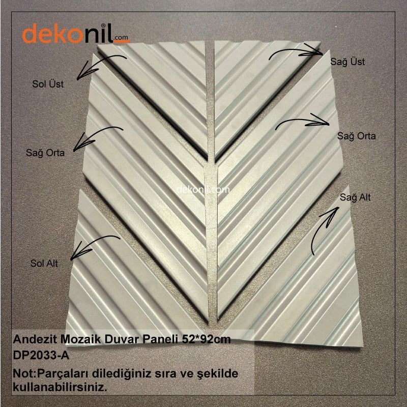Dekonil Andezit Mozaik Duvar Paneli 52*92cm