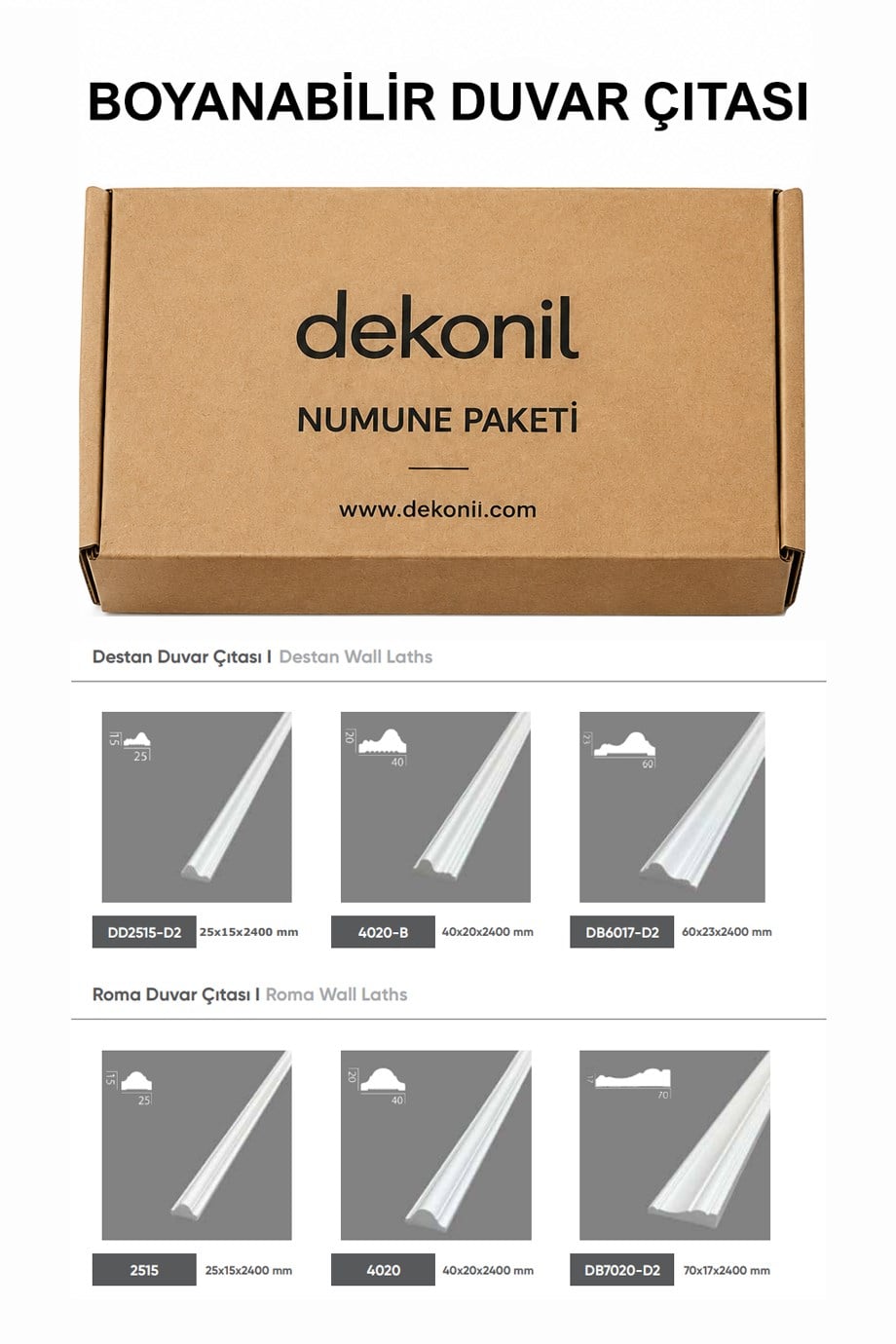 Dekonil Boyanabilir Profil Numune Paketi
