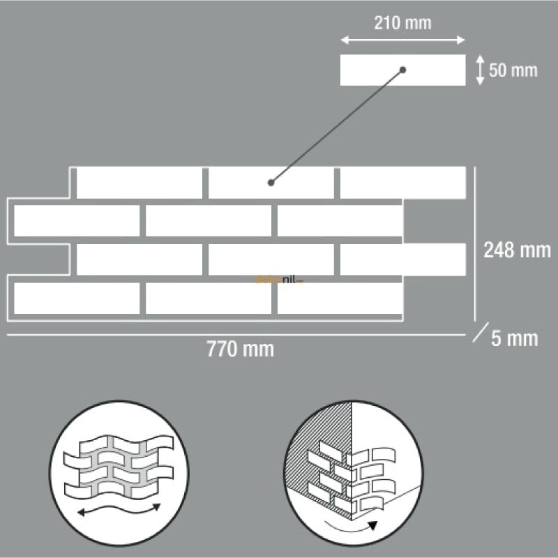 Dekonil Tuğla Duvar Paneli Antrasit Gri 25*77 cm