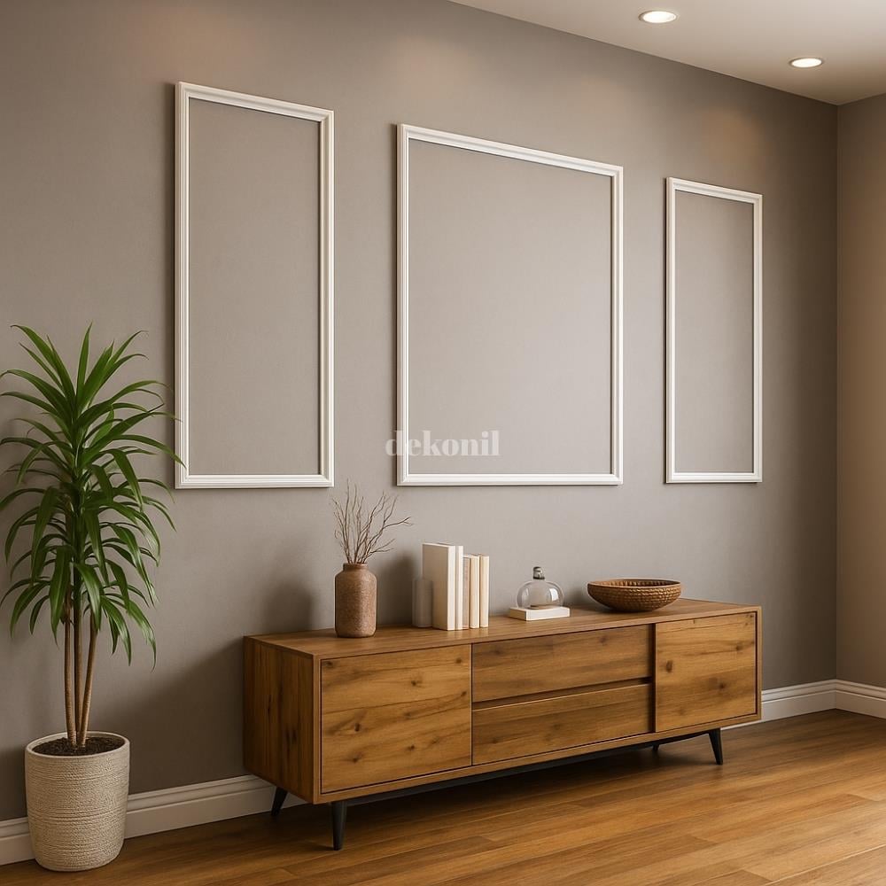 Destan 4 cm Boyanabilir Hazır Kesilmiş Duvar Çıtası Paketi 3'lü (Silikon Hediyeli) (120*70 cm)