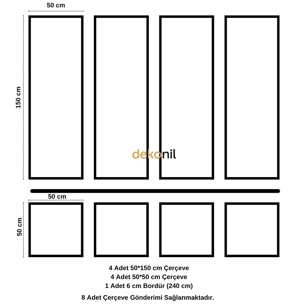 Destan 4cm Boyanabilir Bordürlü  Hazır Kesilmiş Duvar Çıtası Paketi 6'lı