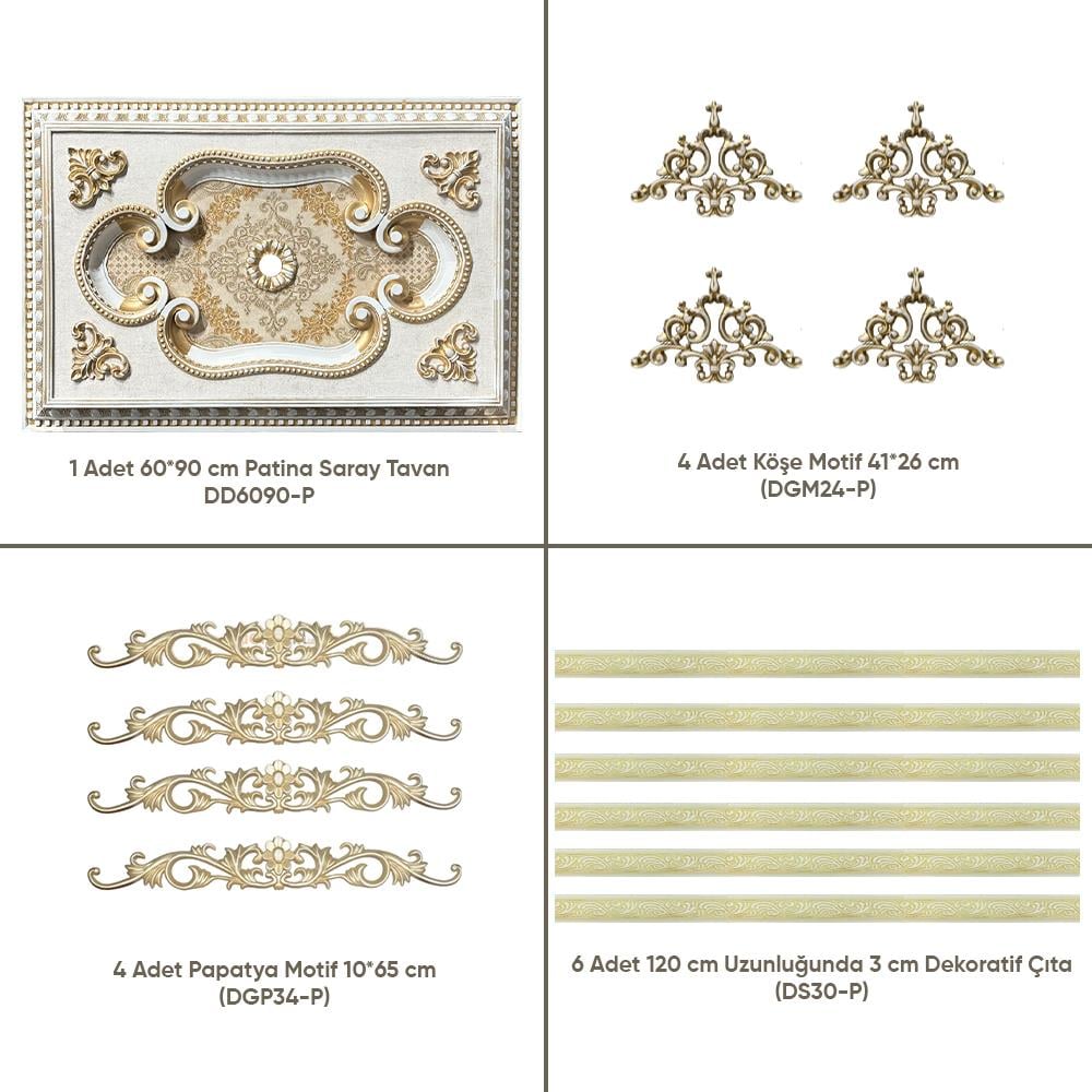 Dikdörtgen Saray Tavan Standart Paketi 60-90cm (3*2 m²)