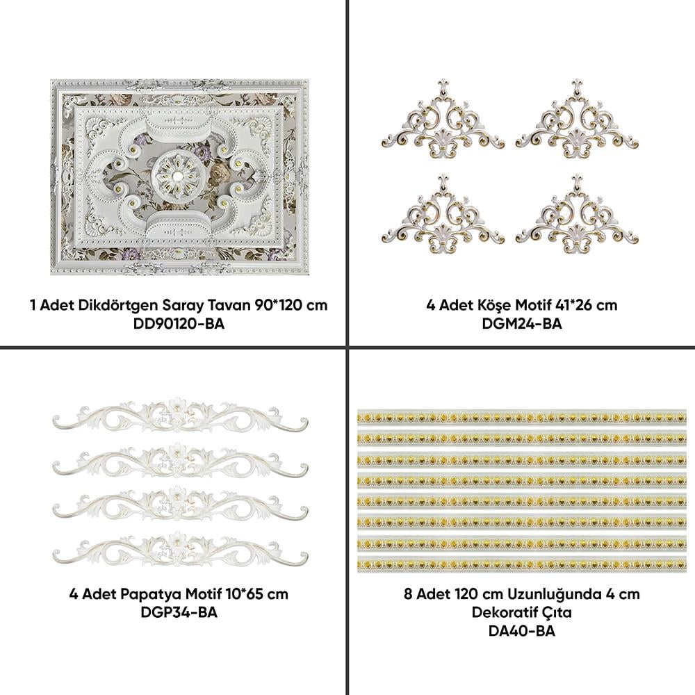 Dikdörtgen Saray Tavan Standart Paketi 90-120cm (4*3 m²)