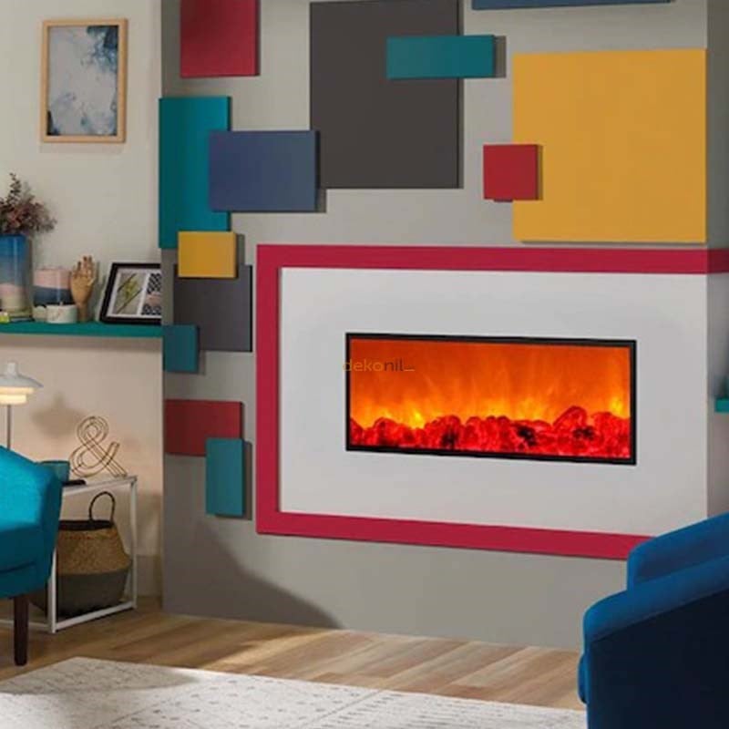 Elektrikli Dekoratif Yapay Şömine Haznesi Ses Efektli 100x35 cm