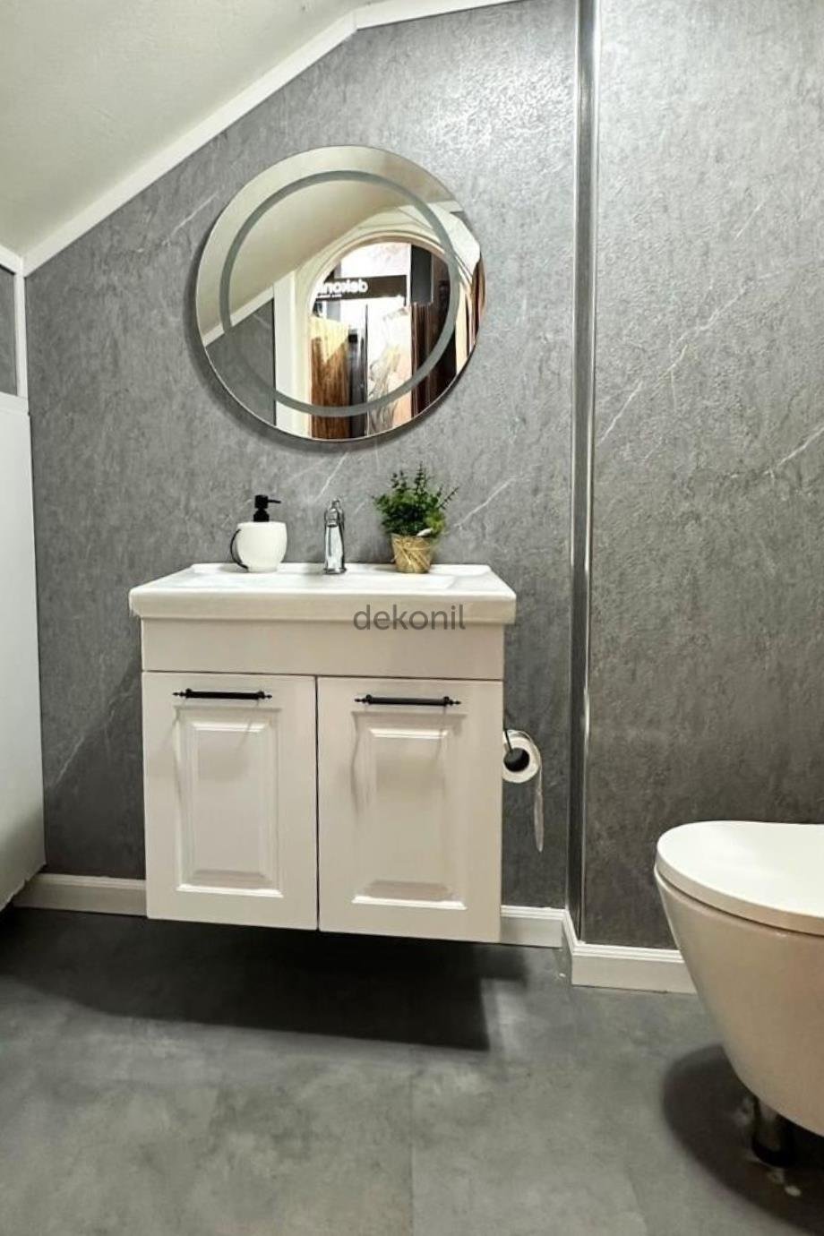 Emboss Grey Dokulu Mermer Desenli Pvc Duvar Paneli 122*244cm