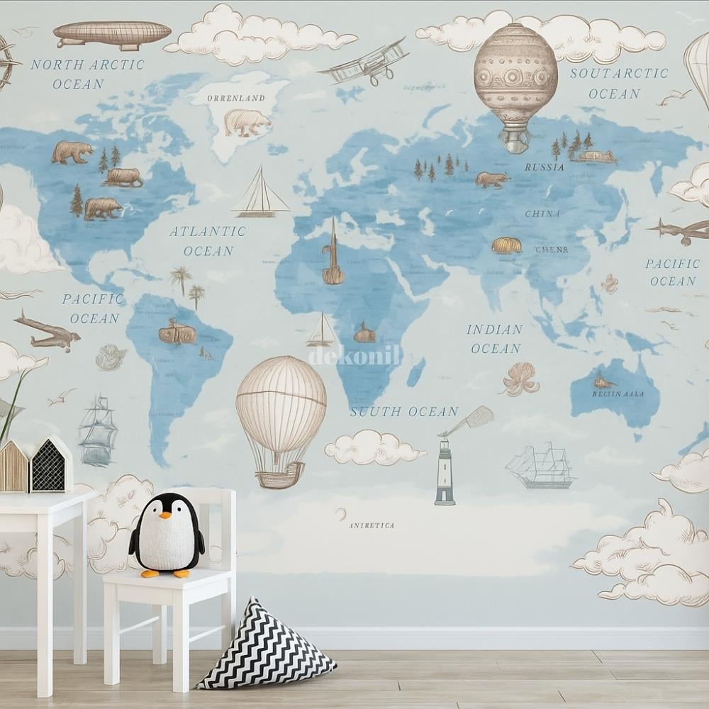 ورق جدران مطبوع مخصص لغرفة الأولاد مصنوع من المنسوجات