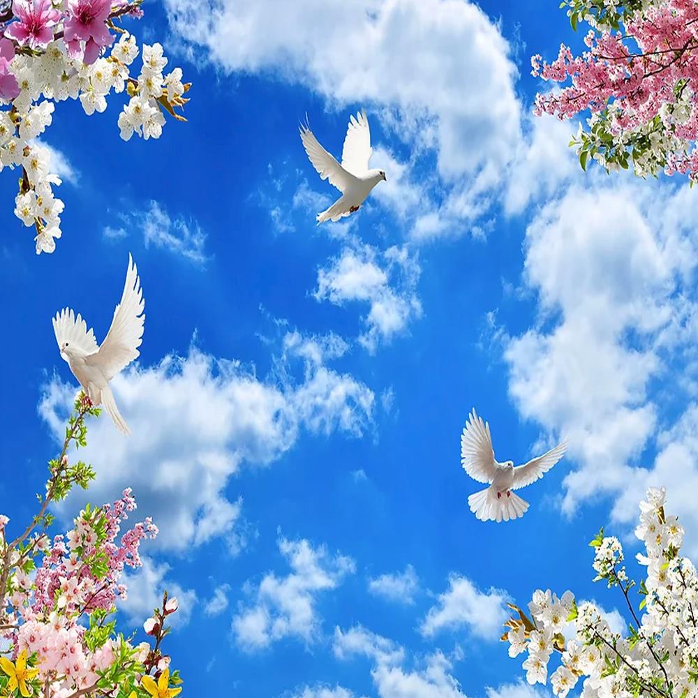 Gökyüzü Desenli Tekstil Tabanlı Kişiye Özel Baskı Duvar Kağıdı