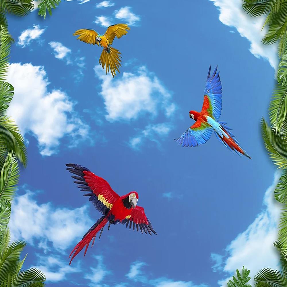 Gökyüzü Desenli Tekstil Tabanlı Kişiye Özel Baskı Duvar Kağıdı