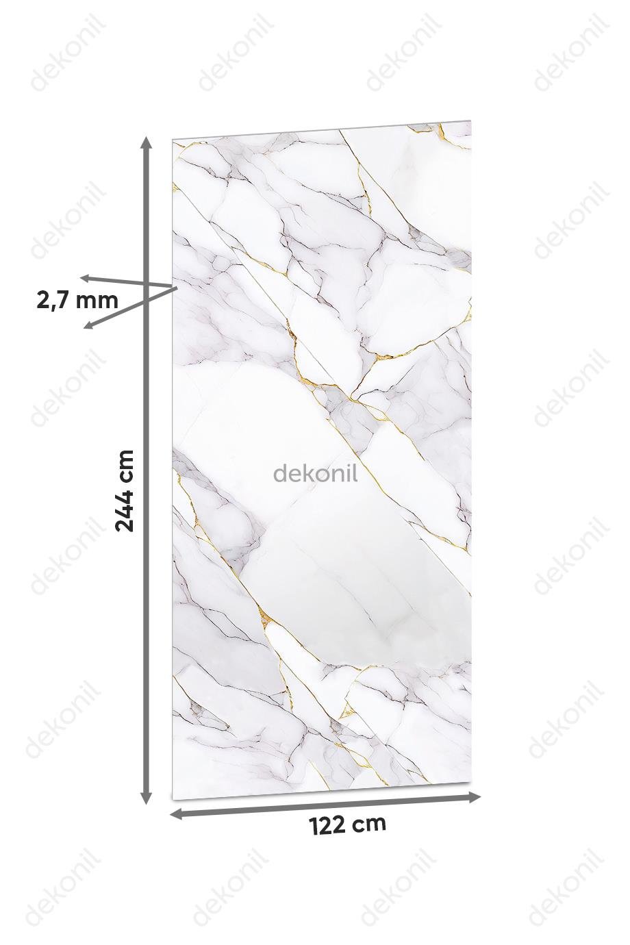Gri Altın Mermer Desenli Pvc Duvar Paneli 122*244cm