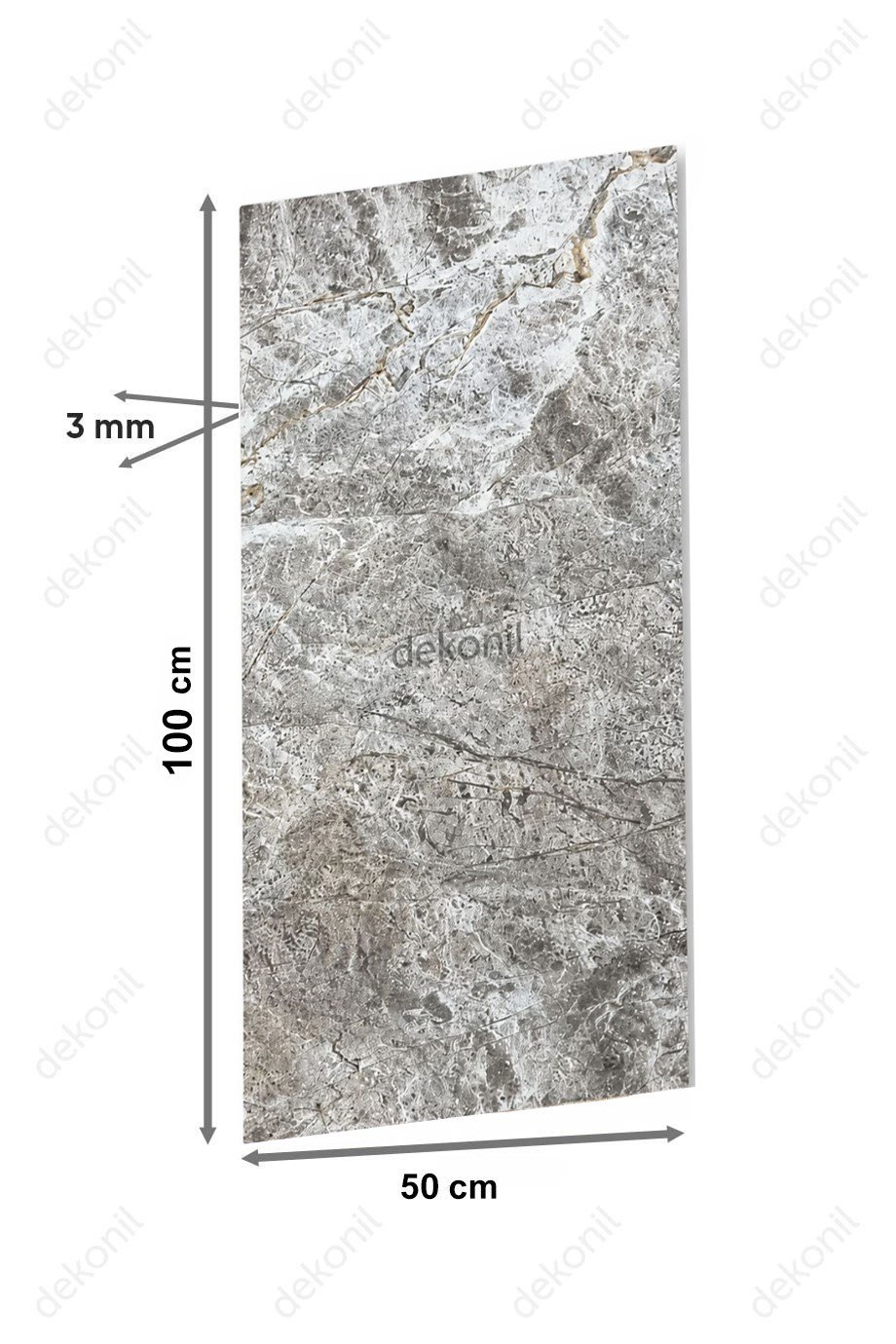 Gri Fosil Mermer Desenli Flex Stone İnce Esnek Doğal Taş Panel 50*100 cm