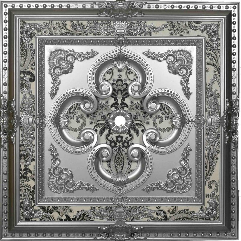 Gümüş Kare Saray Tavan 120*120 cm l Dekonil Saray Tavan