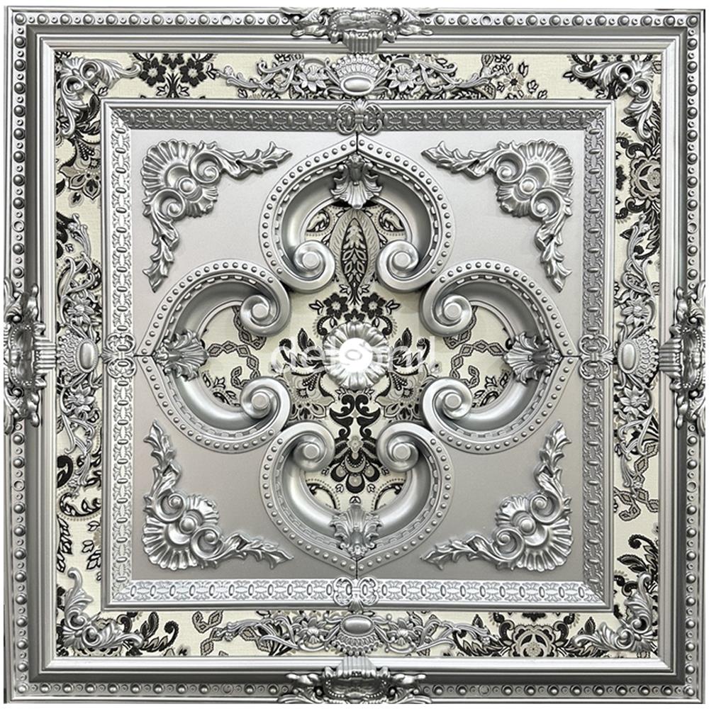 .بحرة أسقف مربع فضي مزخرف 90 سم