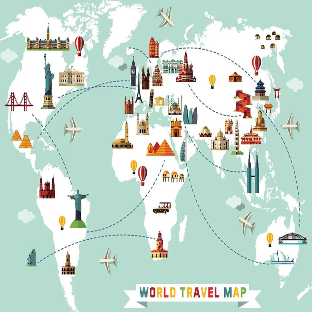 Harita Desenli Tekstil Tabanlı Kişiye Özel Baskı Duvar Kağıdı