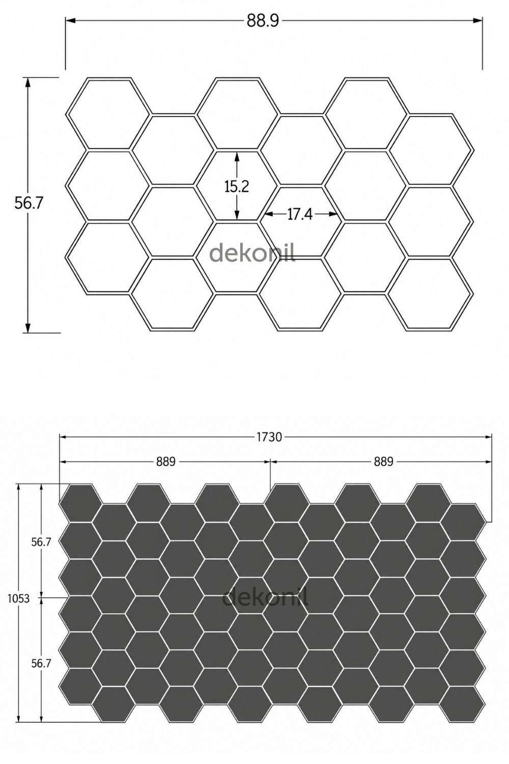 Hexagon Akustik Altıgen Deniz Kabuğu Duvar Paneli 89*57*1,6 cm